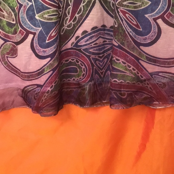 One World Women’s Tunic Top Purple/Green Embroidered V Neck with Sequins Size S - Picture 5 of 11